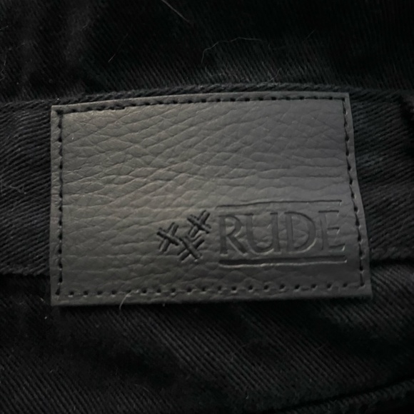 Hot Topic XXX RUDE Black Destructed Overalls - Unisex Size 28 Waist - Picture 9 of 11